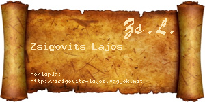 Zsigovits Lajos névjegykártya